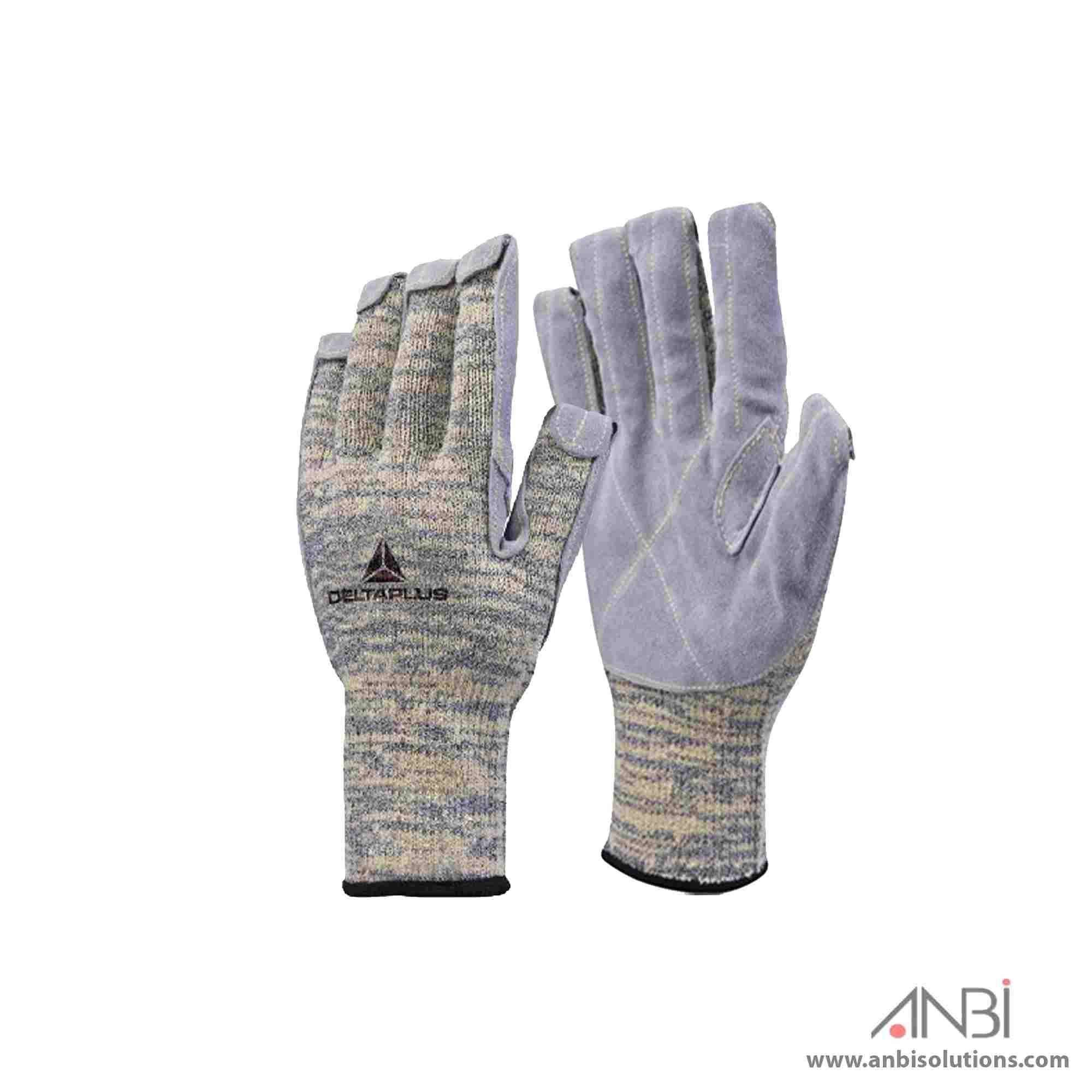 DELTA PLUS Heatnocut Knitted Glove Cowhide Leather Palm VENICUT50