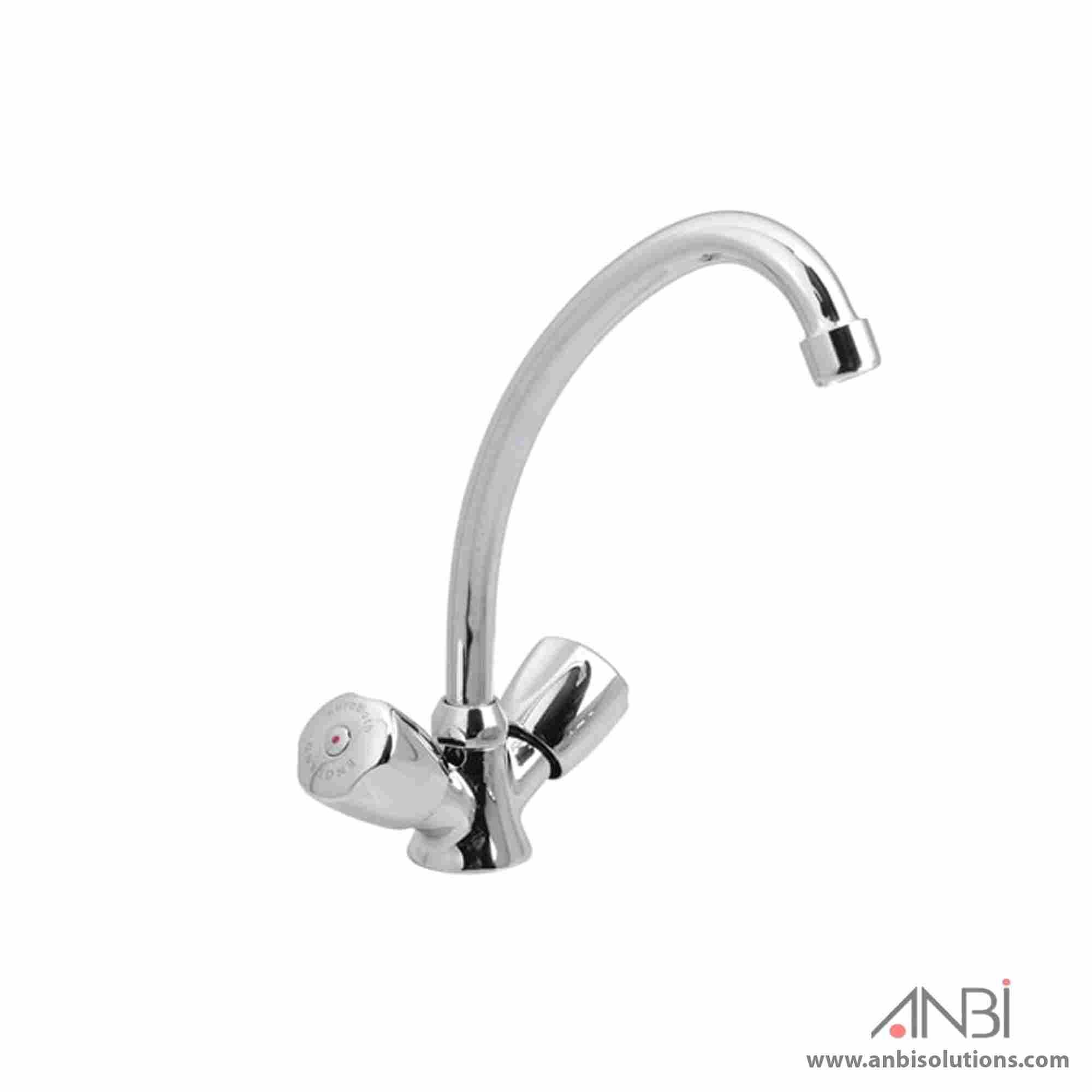 ANBI Basin Mixer Deck Brass Finish Swivel Spout