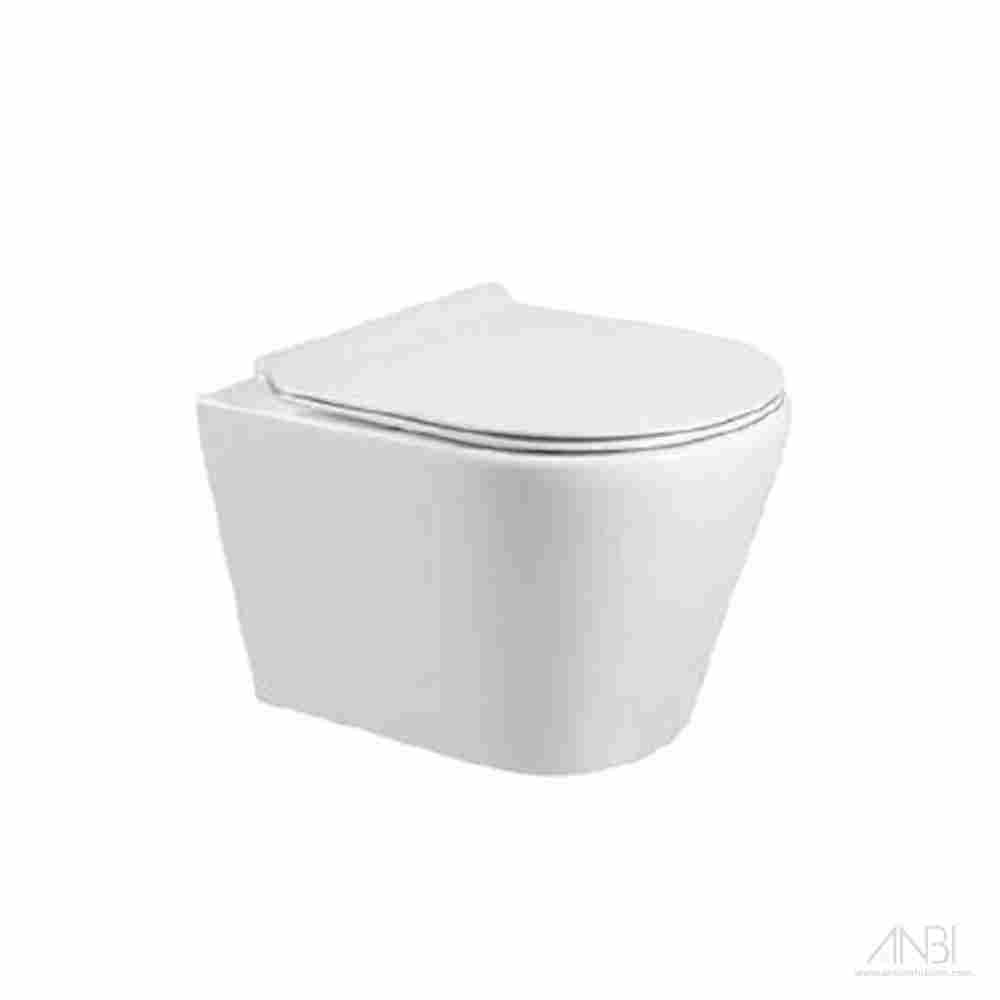 ANBI Azul WC Wall Hung & Seat Cover UF Rimless Bowl Ceramic White 1020