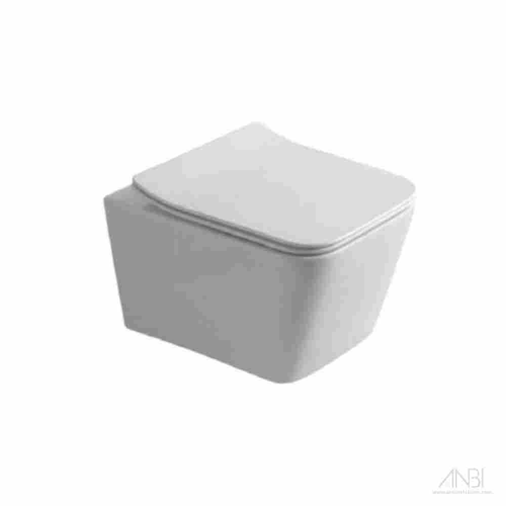 ANBI Azul WC Wall Hung & Seat Cover UF Rimless Bowl Ceramic White 1010
