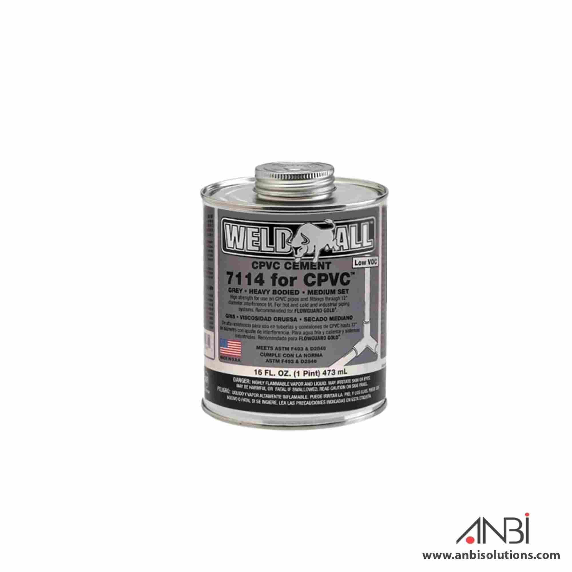 WELD-ALL CPVC Glue Grey 7114 USA 16oz