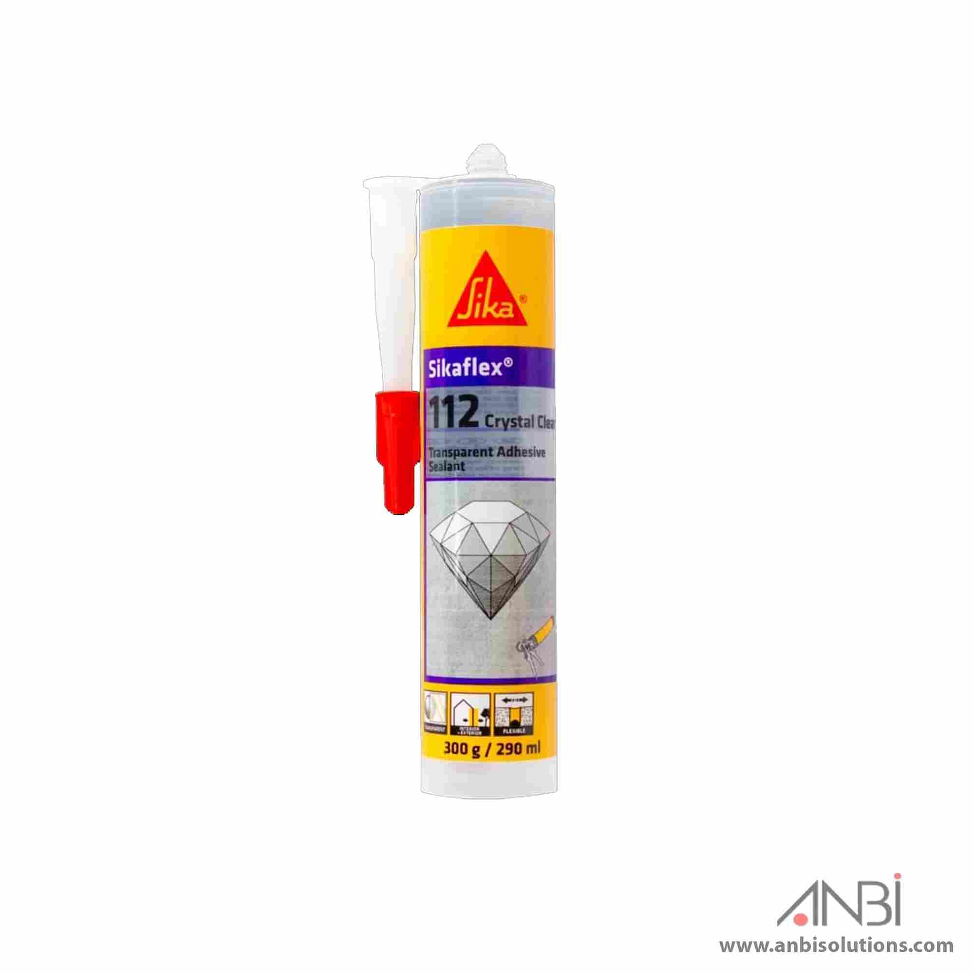SIKA SIKAFLEX 112 Crystal Clear Transparent Adhesive & Sealant 12x300ml