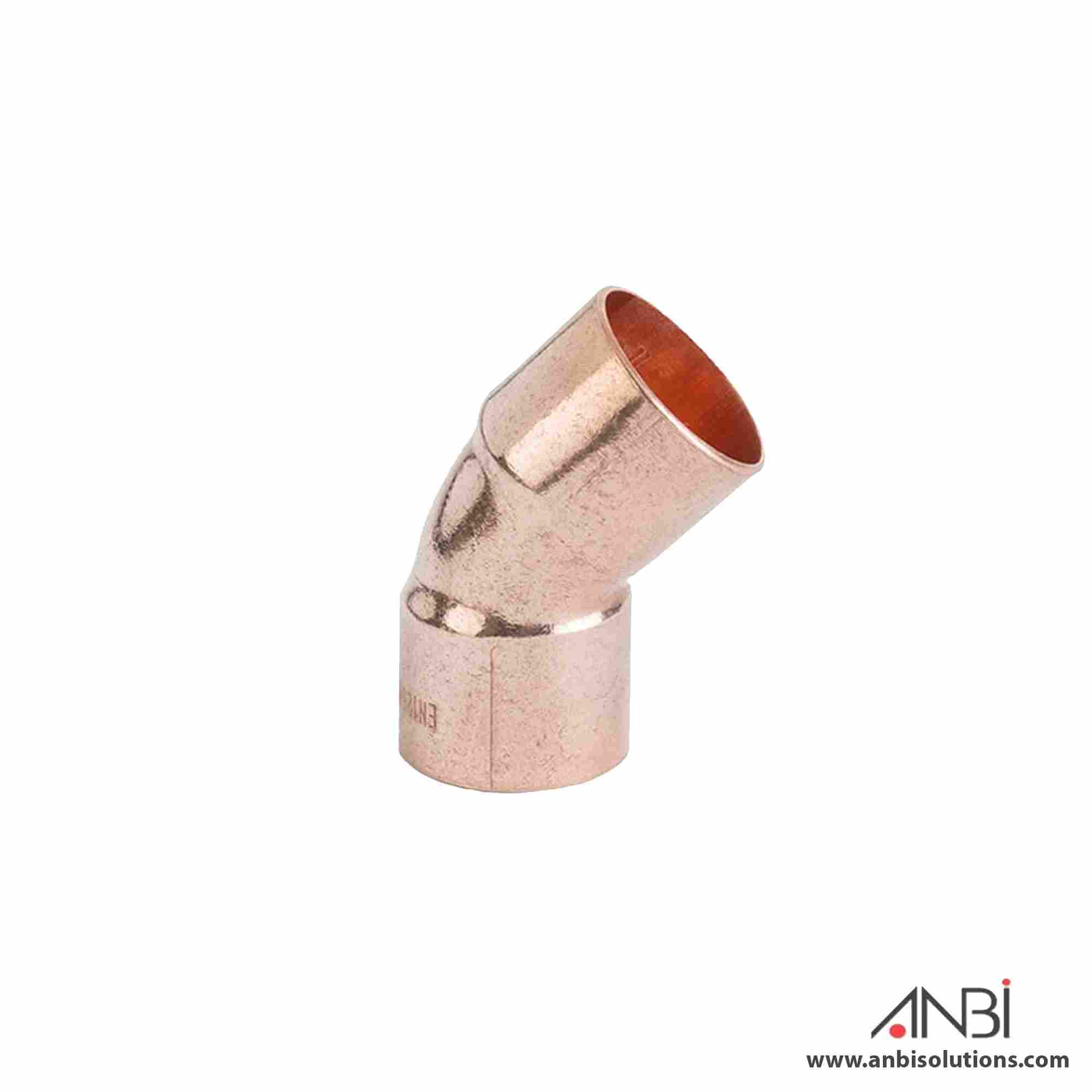 Copper Brazing End Feed Fitting Elbow 45Deg UK