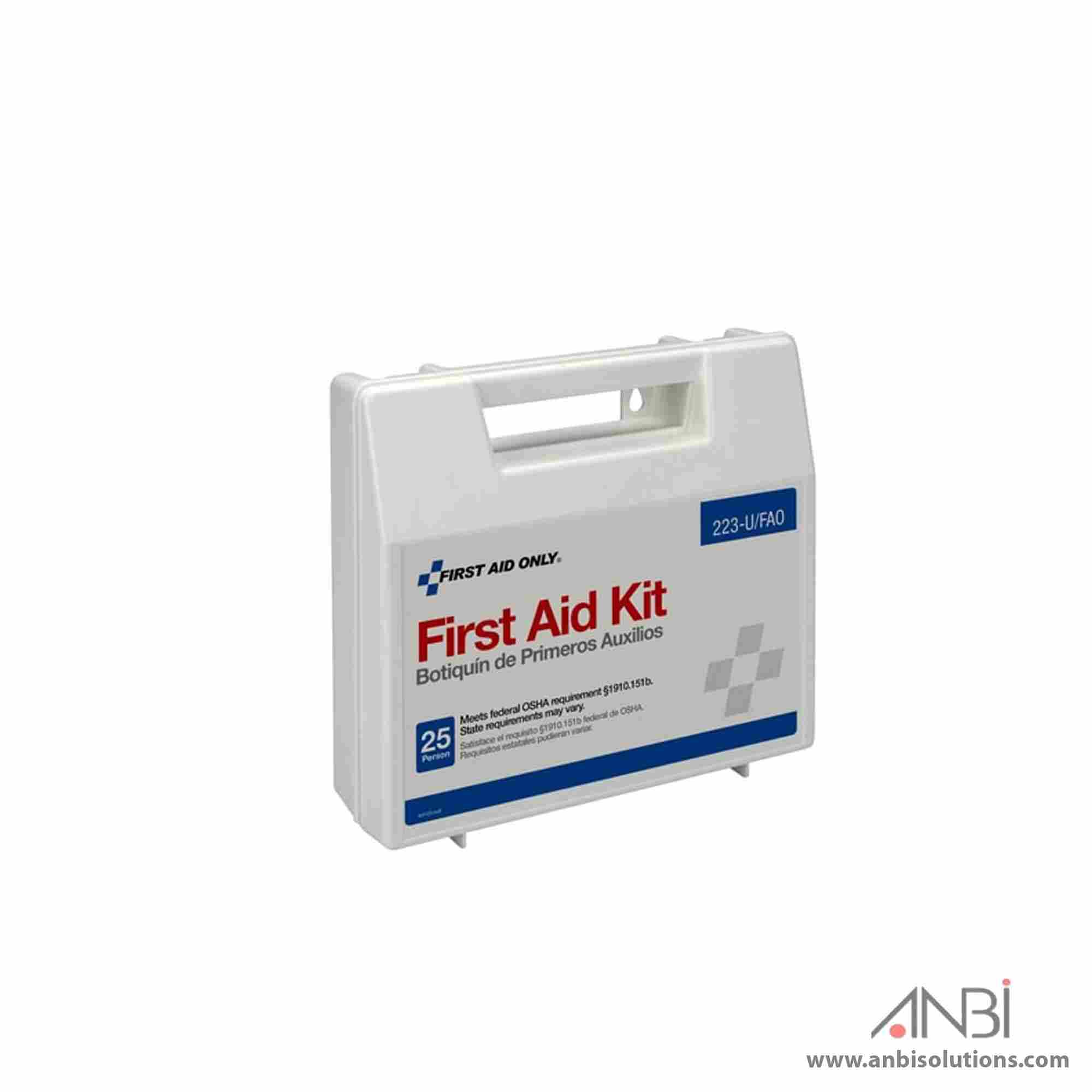 FIRST AID ONLY Kit With Dividers 25 Person 223-G 223-U/FAO
