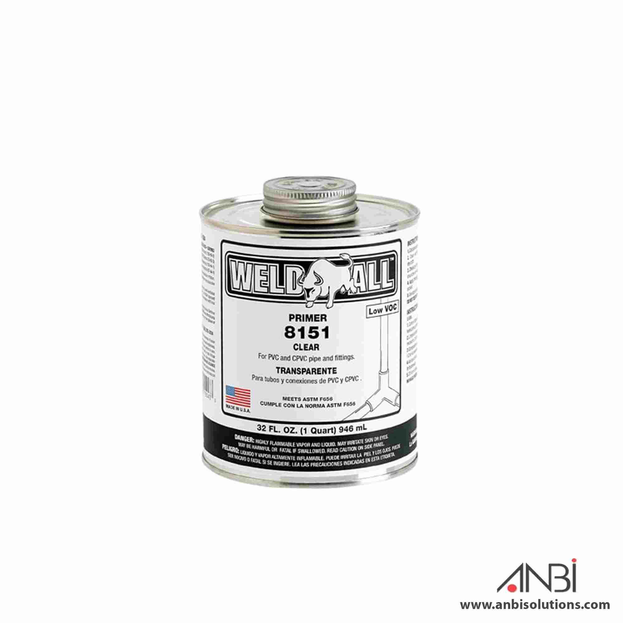 WELD-ALL 8151 Clear Low VOC Primer For PVC And CPVC Plastic Pipe